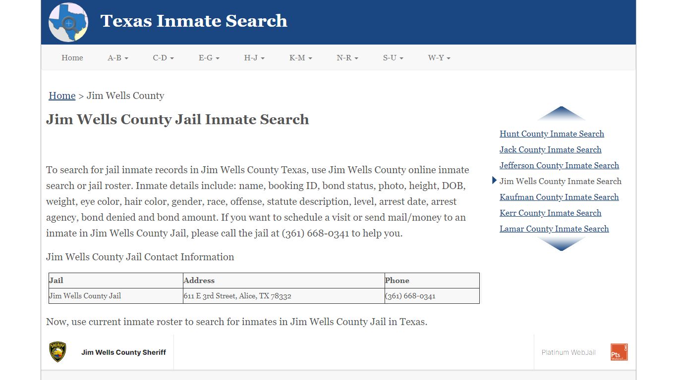 Jim Wells County Jail Inmate Search